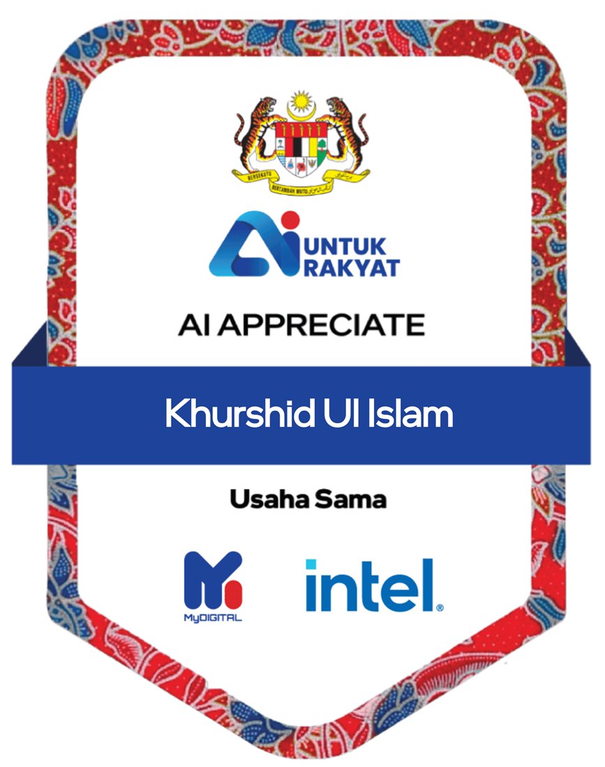 AI Appreciate Badge, Government of Malaysia · MyDIGITAL × Intel, 2024