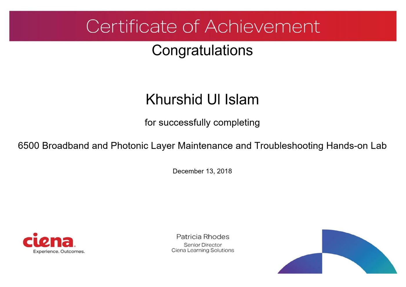 Ciena 6500 BB & PL Maintenance & Troubleshooting (O555), Ciena, 2018