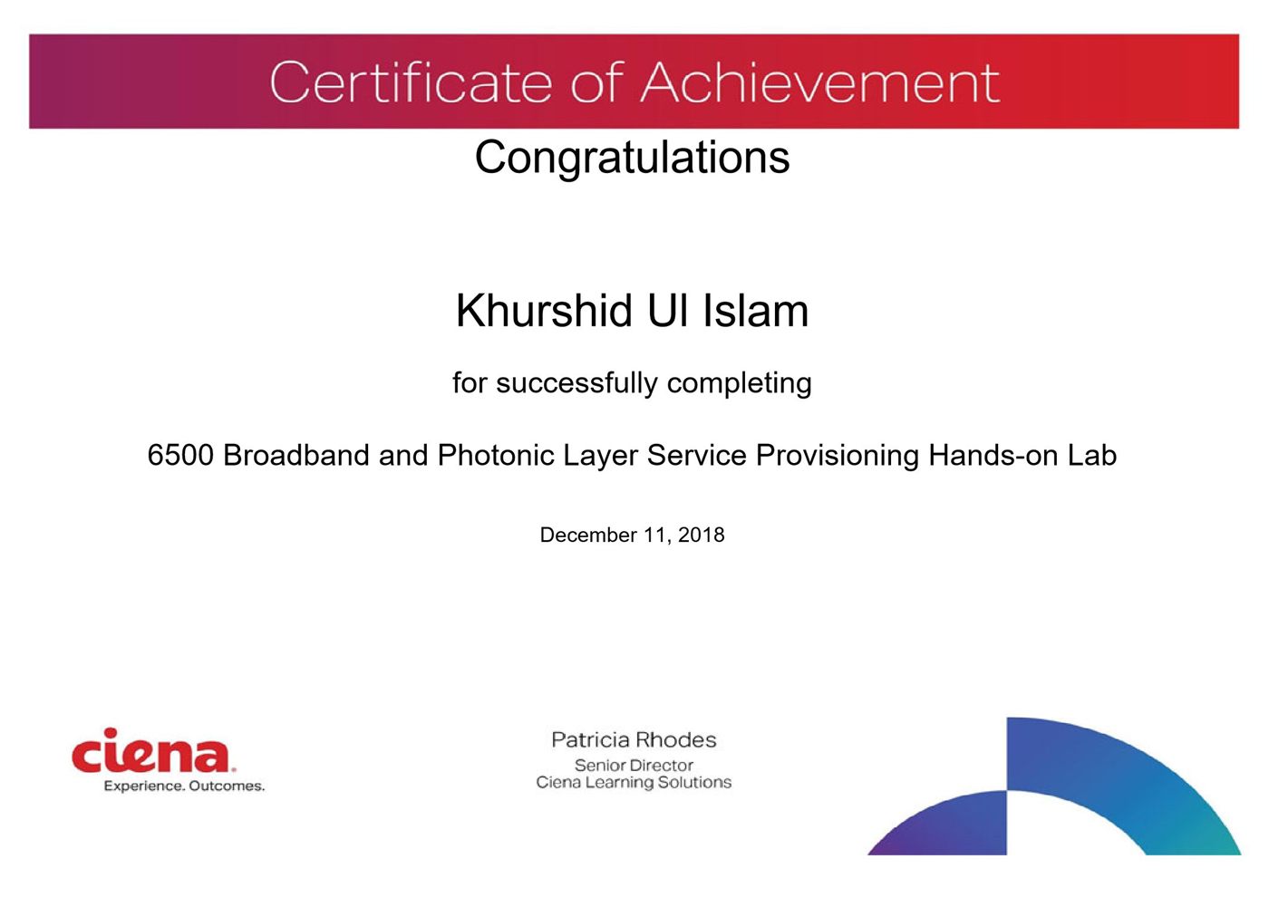 Ciena 6500 BB & PL Service Provisioning (O557), Ciena, 2018
