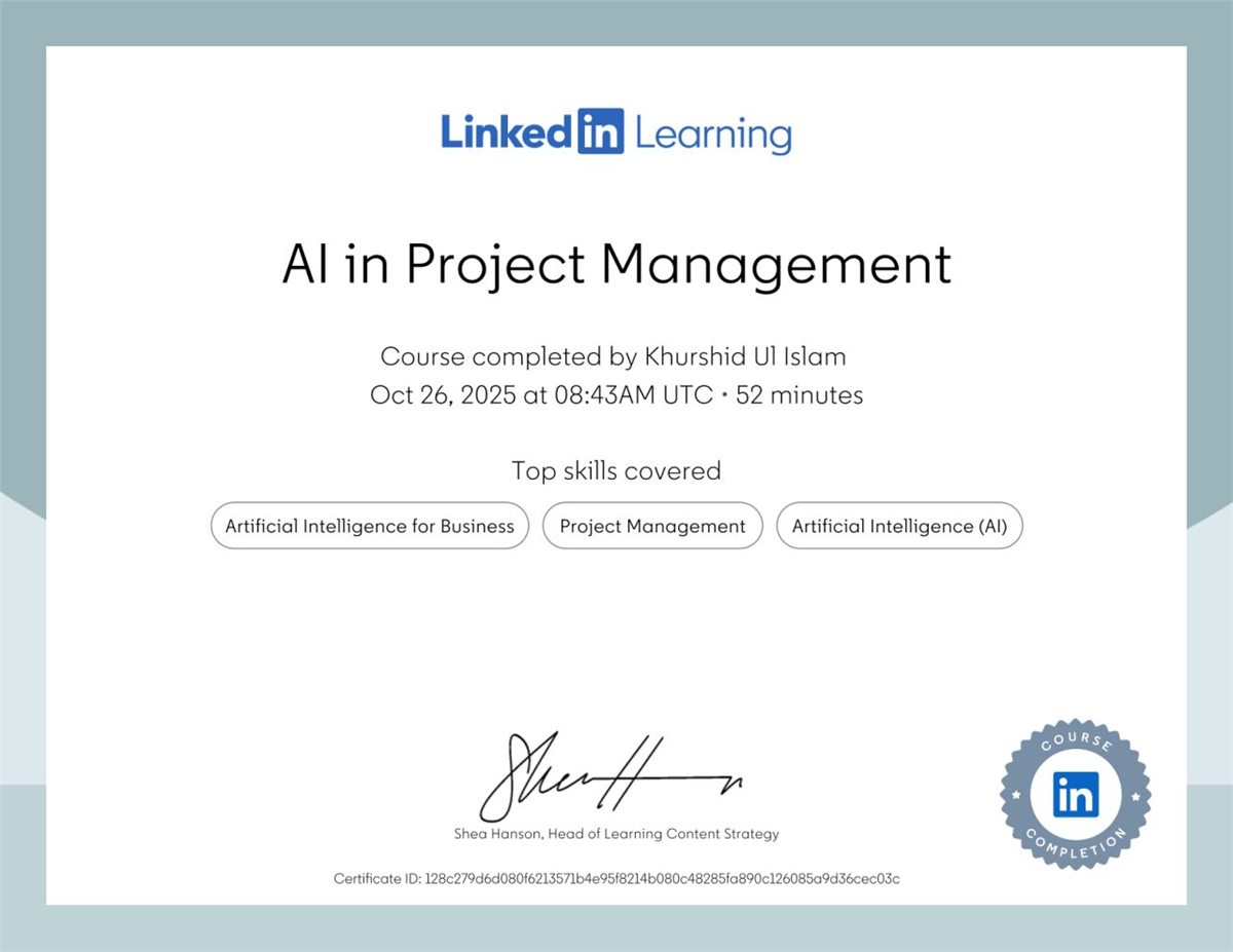 AI in Project Management, LinkedIn Learning · PMI, 2025