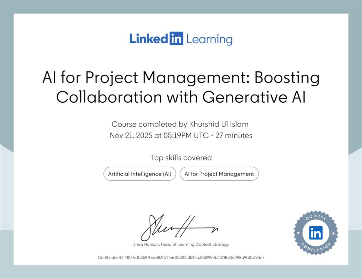AI for Project Management: Boosting Collaboration, LinkedIn Learning, 2025
