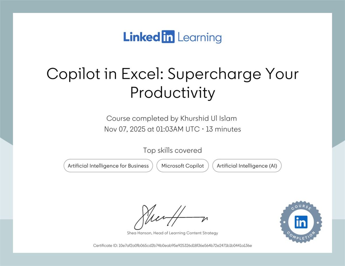 Copilot in Excel: Supercharge Your Productivity, LinkedIn Learning, 2025