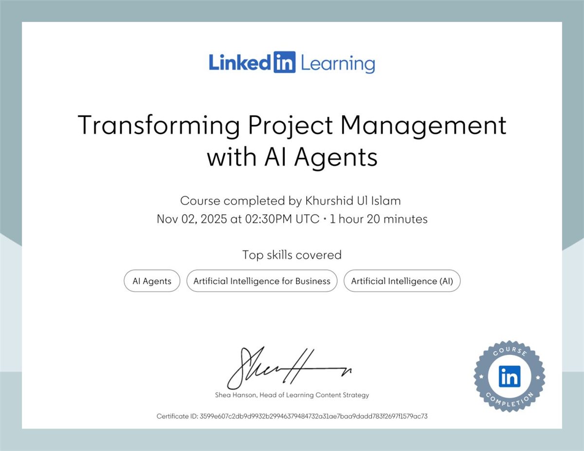 Transforming Project Management with AI Agents, LinkedIn Learning, 2025