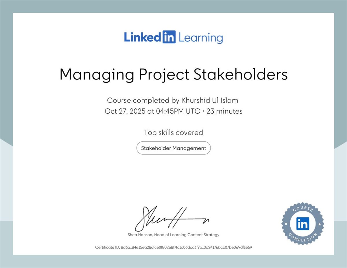 Managing Project Stakeholders, LinkedIn Learning, 2025