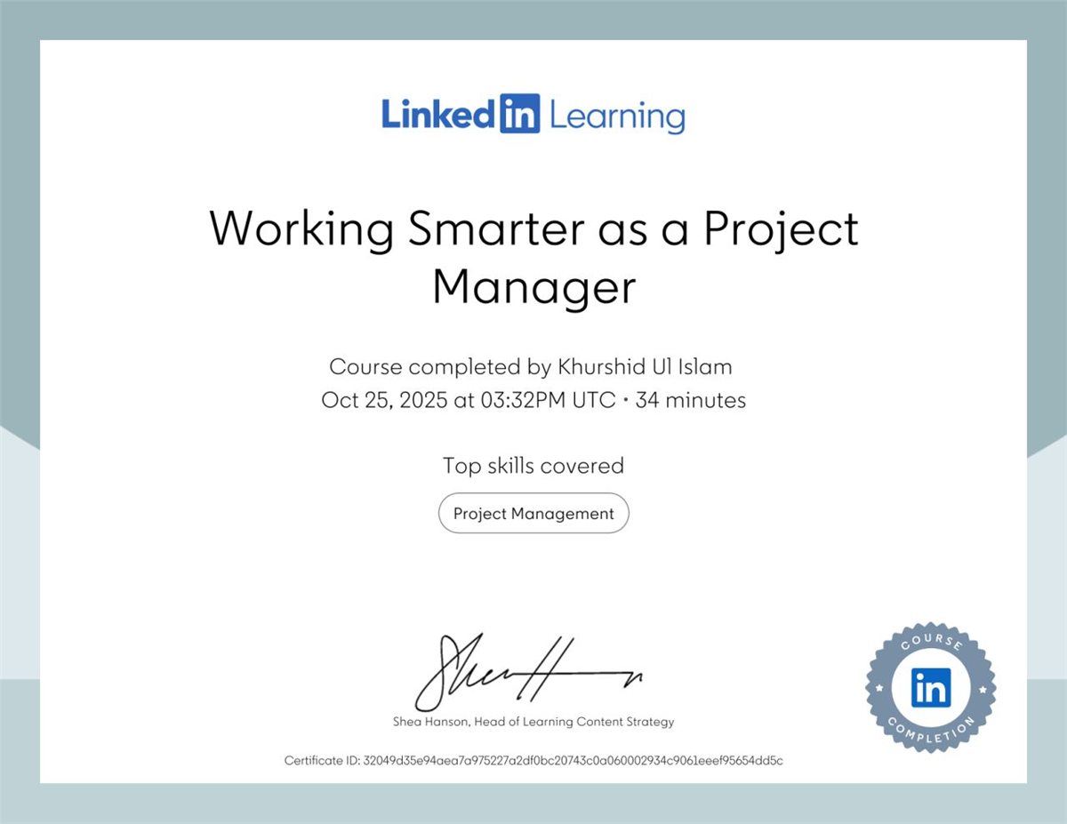 Working Smarter as a Project Manager, LinkedIn Learning, 2025